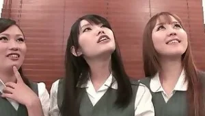Uncensored JAV Reverse CFNM Nalon Footjob by three Japanese Teens for one Boy